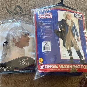 George Washington Child Costume with White Colonial Wig